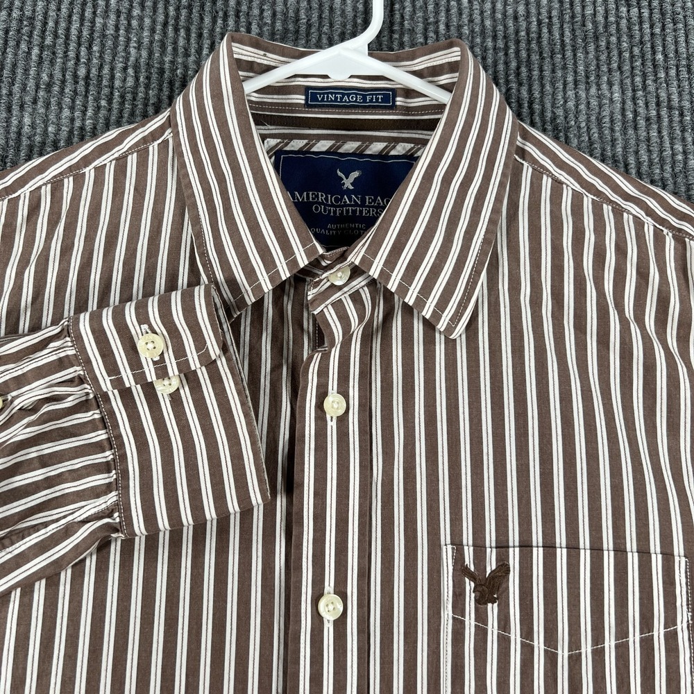 American Eagle Mens Shirt XL Extra Large Striped Long Sleeve Button Up‎ Preppy